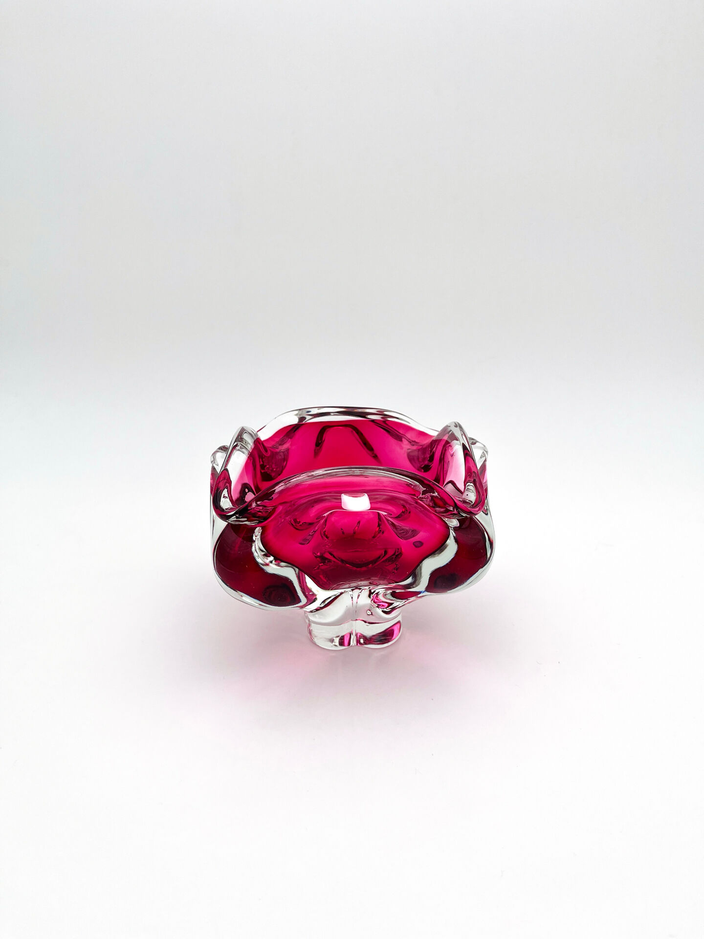Bowl - Josef Hospodka - Sommerso Bohemian Crystal Pink