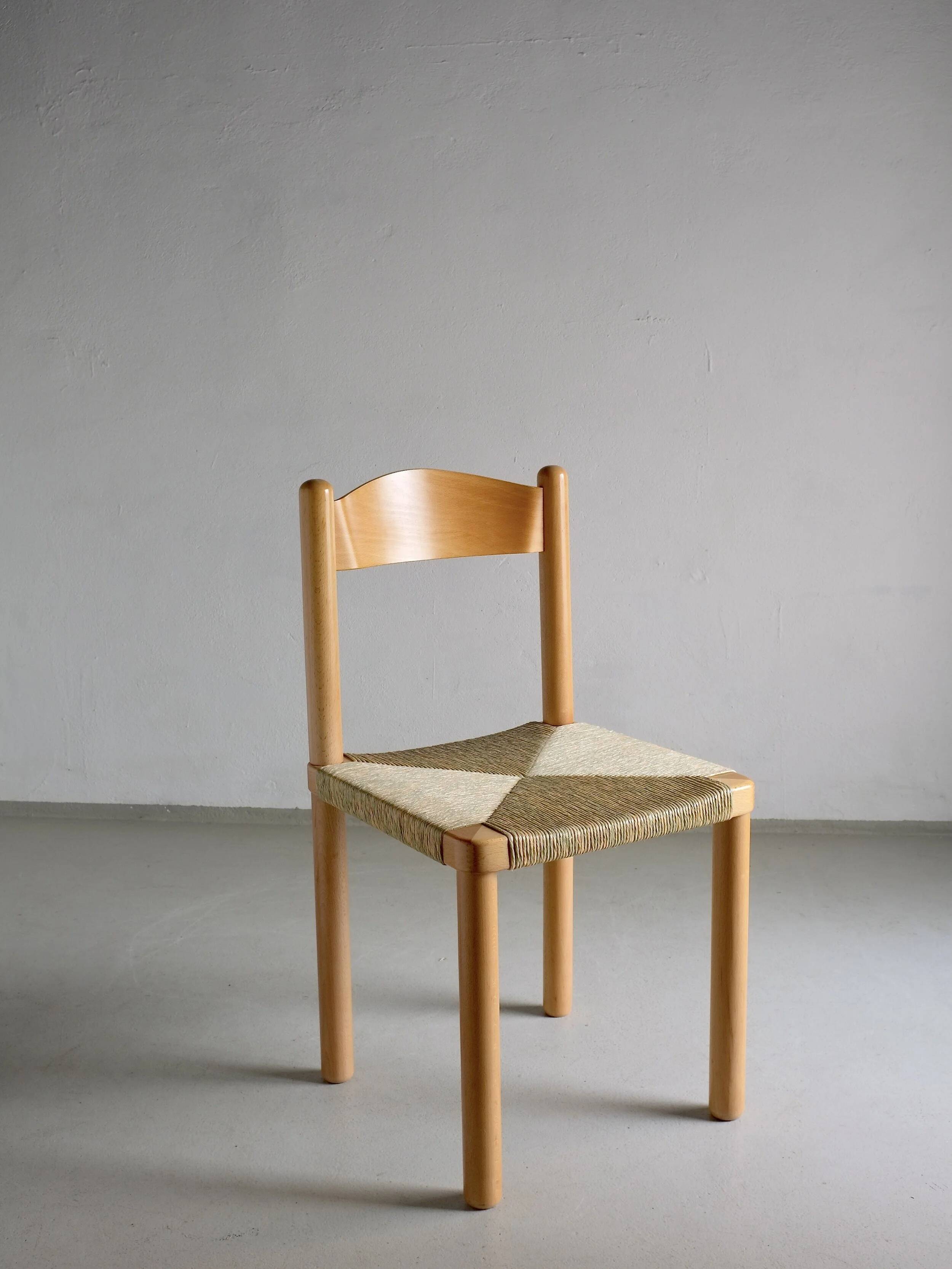 Vintage ladder back woven seat chair | 1960s