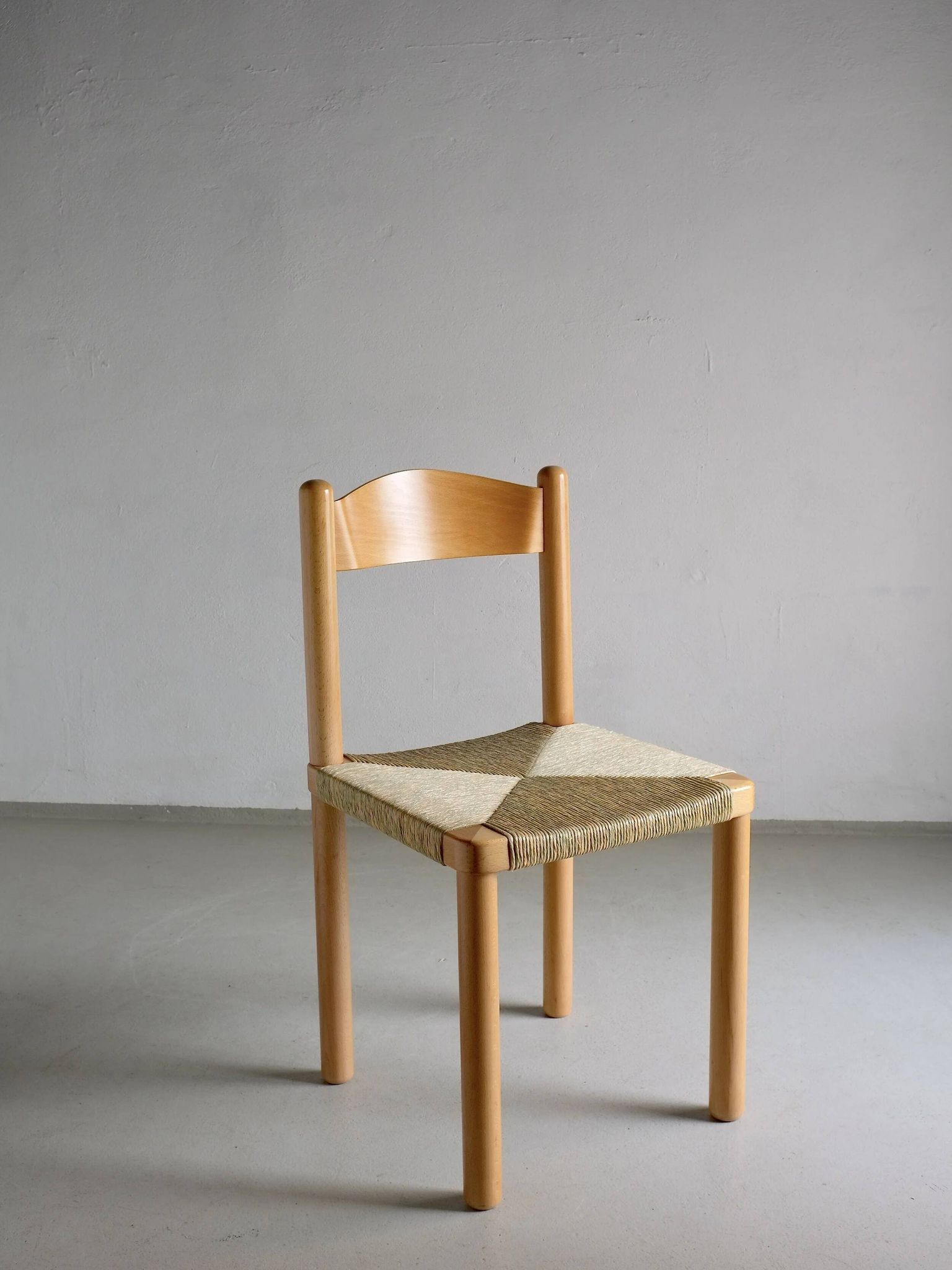 Chaise vintage à dossier échelle et assise tressée | Années 1960