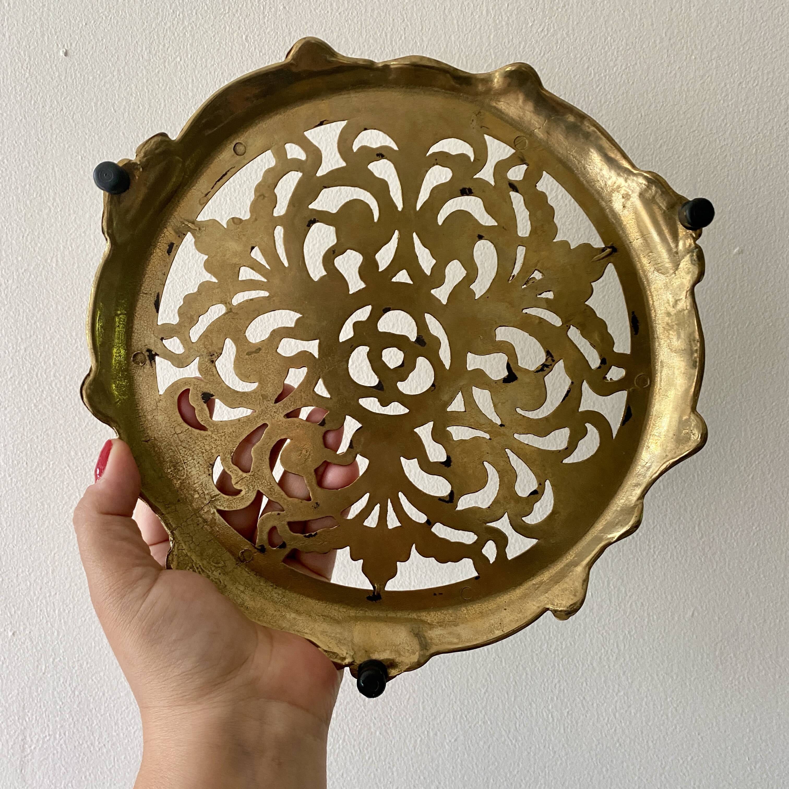 Vintage gilded brass trivet
