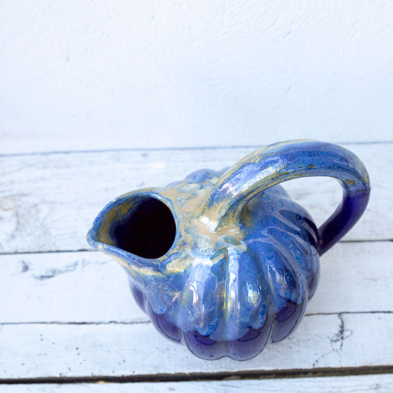 Pitcher carafe in blue ceramic