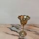 Lattice brass footed lantern with heart pattern