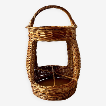 Wicker bar basket - vintage bottle holder