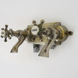 Ancien robinet de baignoire chaud-froid en bronze argenté vintage 1920