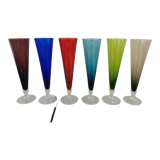 6 vintage Murano glass champagne flutes from the 60s