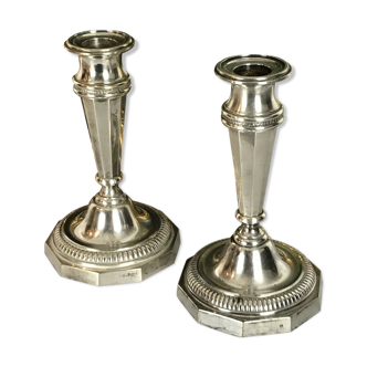 Pair of antique candlesticks in silver bronze louis XVI style