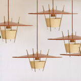 Hanging lamp by Ernest Igl perforated tole for Hillebrand