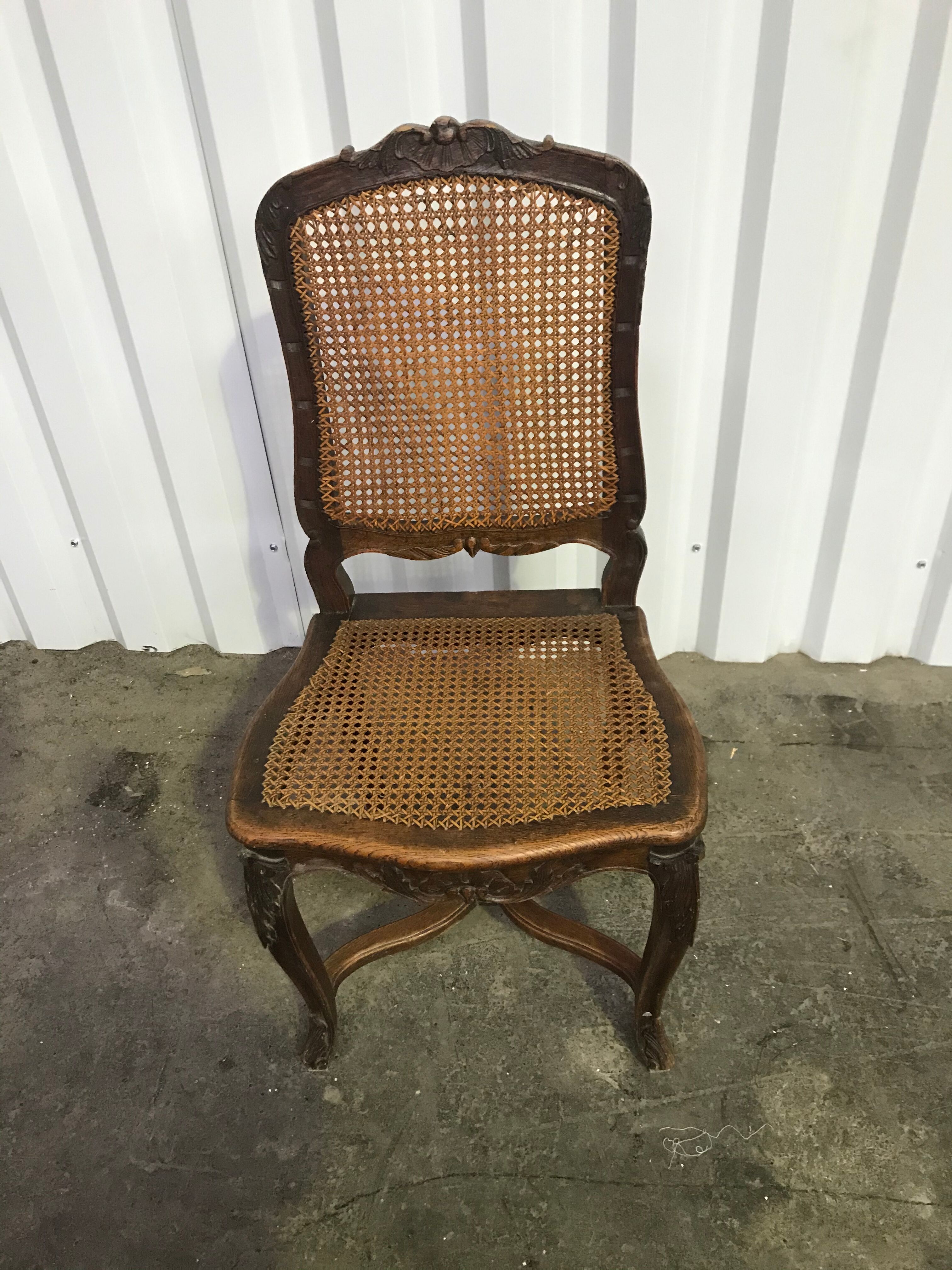 Suite of 6 Louis XV chairs in oak, 19th century