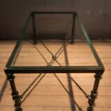 Rectangular metal and glass coffee table