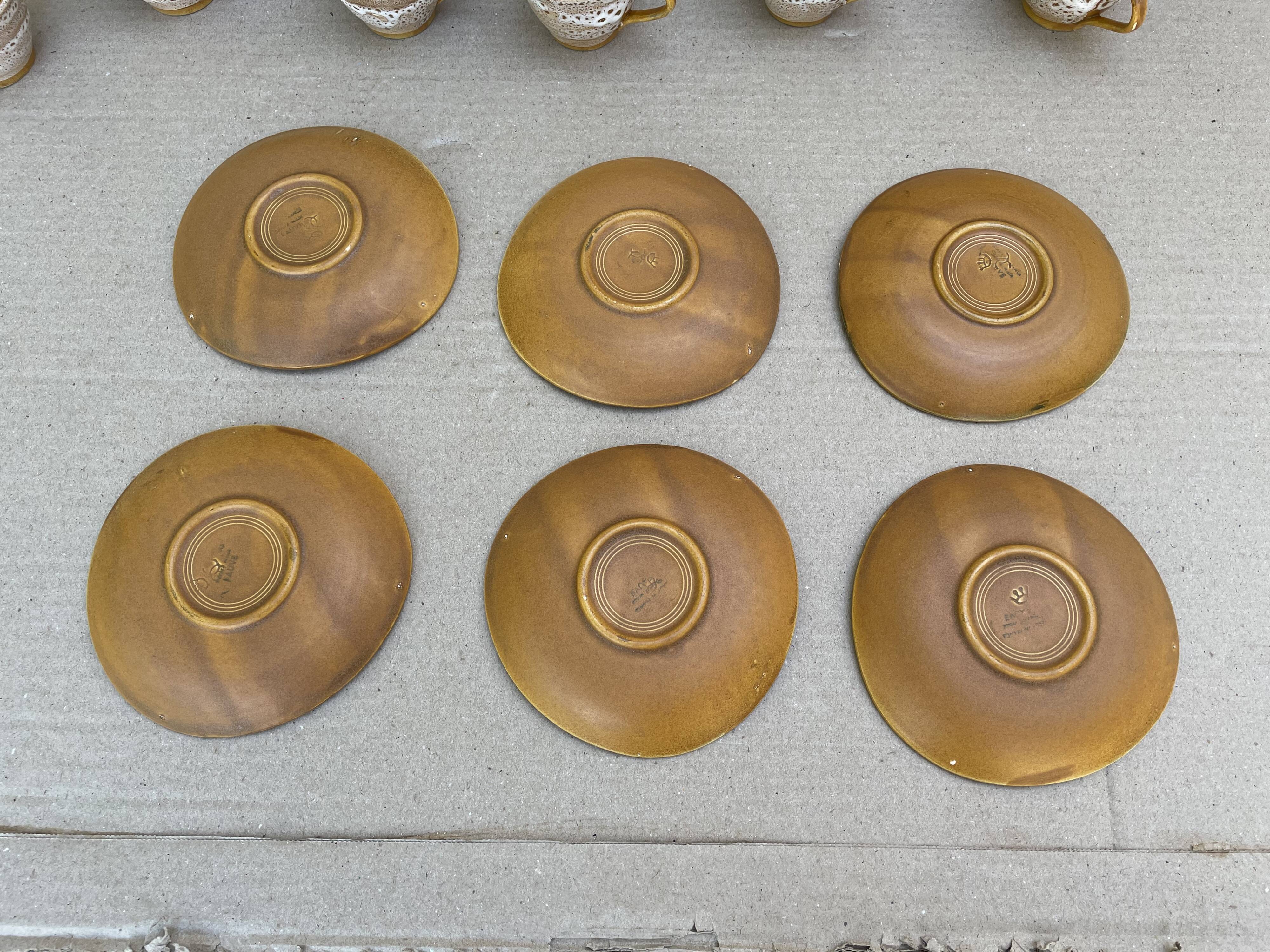 Stoneware coffee set niderviller model fauve - vintage - hand decoration