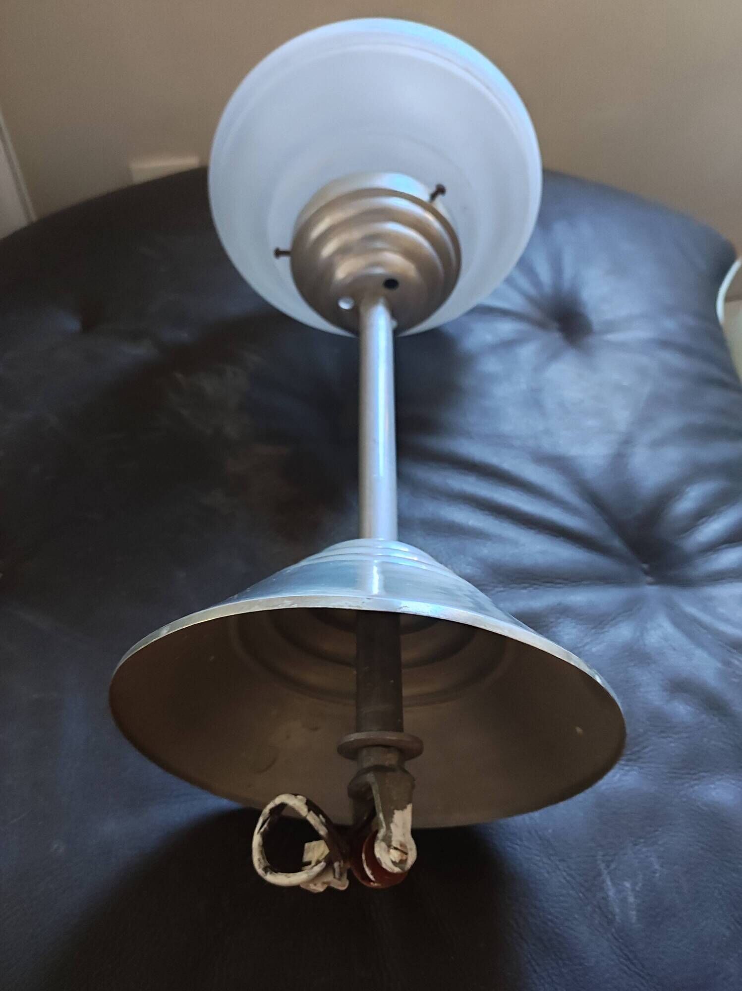 Chandelier suspension frame aluminum globe glass vintage art deco style