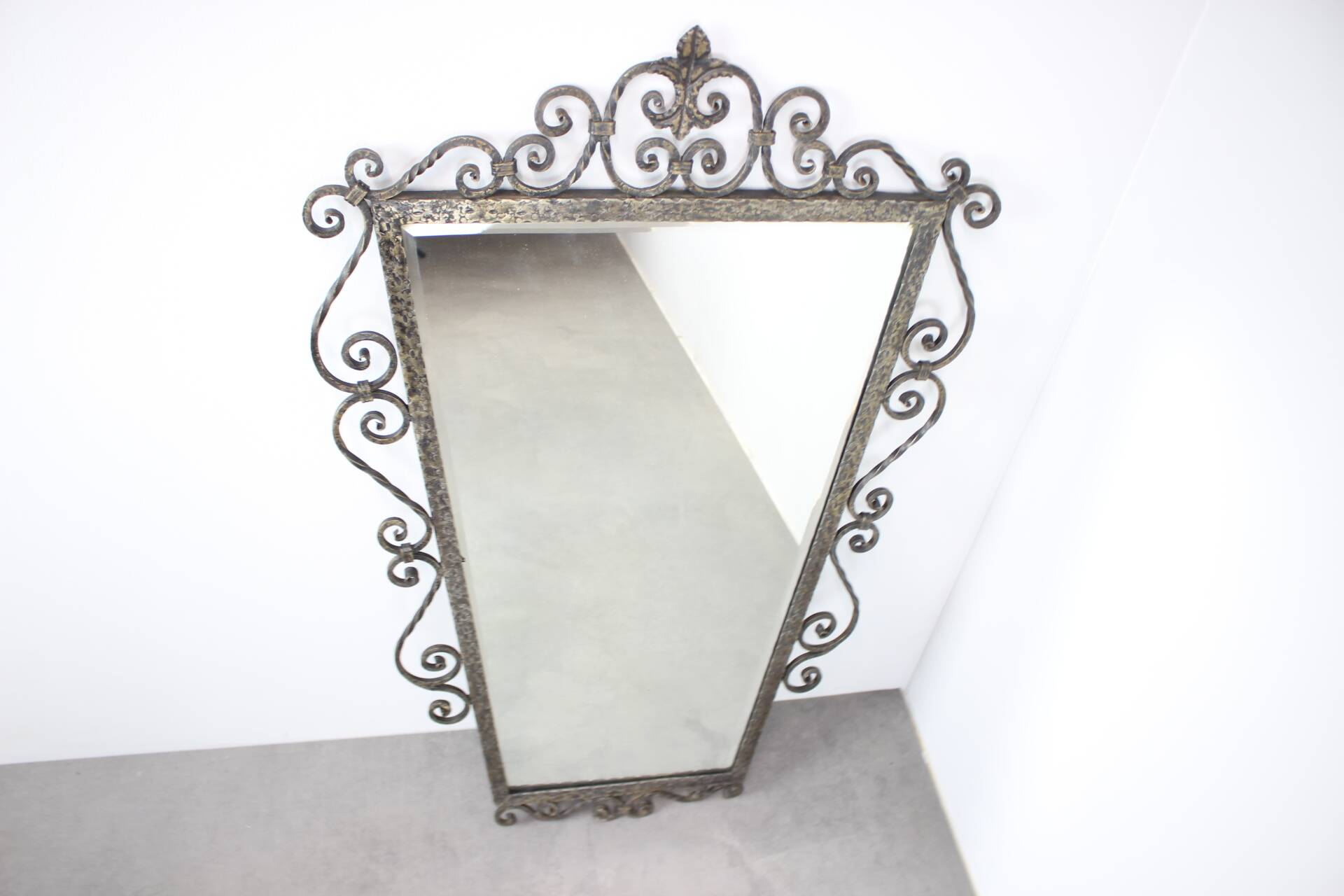 Ornamental wrought iron mirror MOKO Prague, Czechoslovakia, mid-20th century