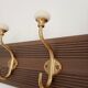 Vintage wall coat rack – 57 cm – 5 metal and ceramic hooks