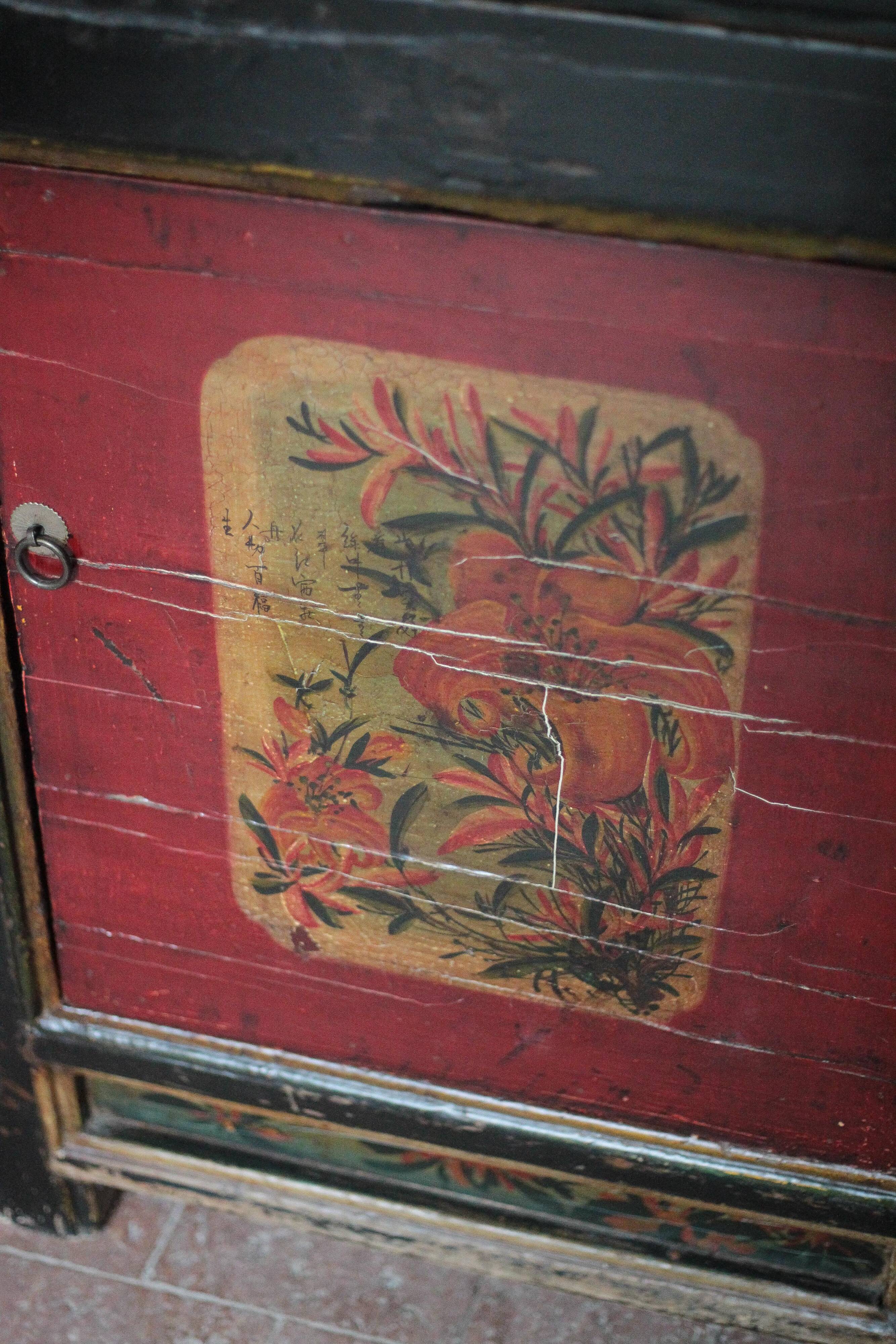 Chinese buffet from Mongolia, 2 doors, converted antique chest.