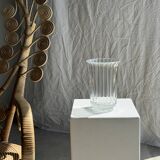 Vintage vase in ribbed glass, flower patterns and flared neck