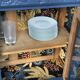 Meuble vitrine Art Déco bleu grisé