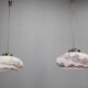 1970s Czech mid-century pendant lights, blown glass and chrome, rewired, pair
