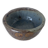 Stoneware empty pocket bowl with stylized floral decoration