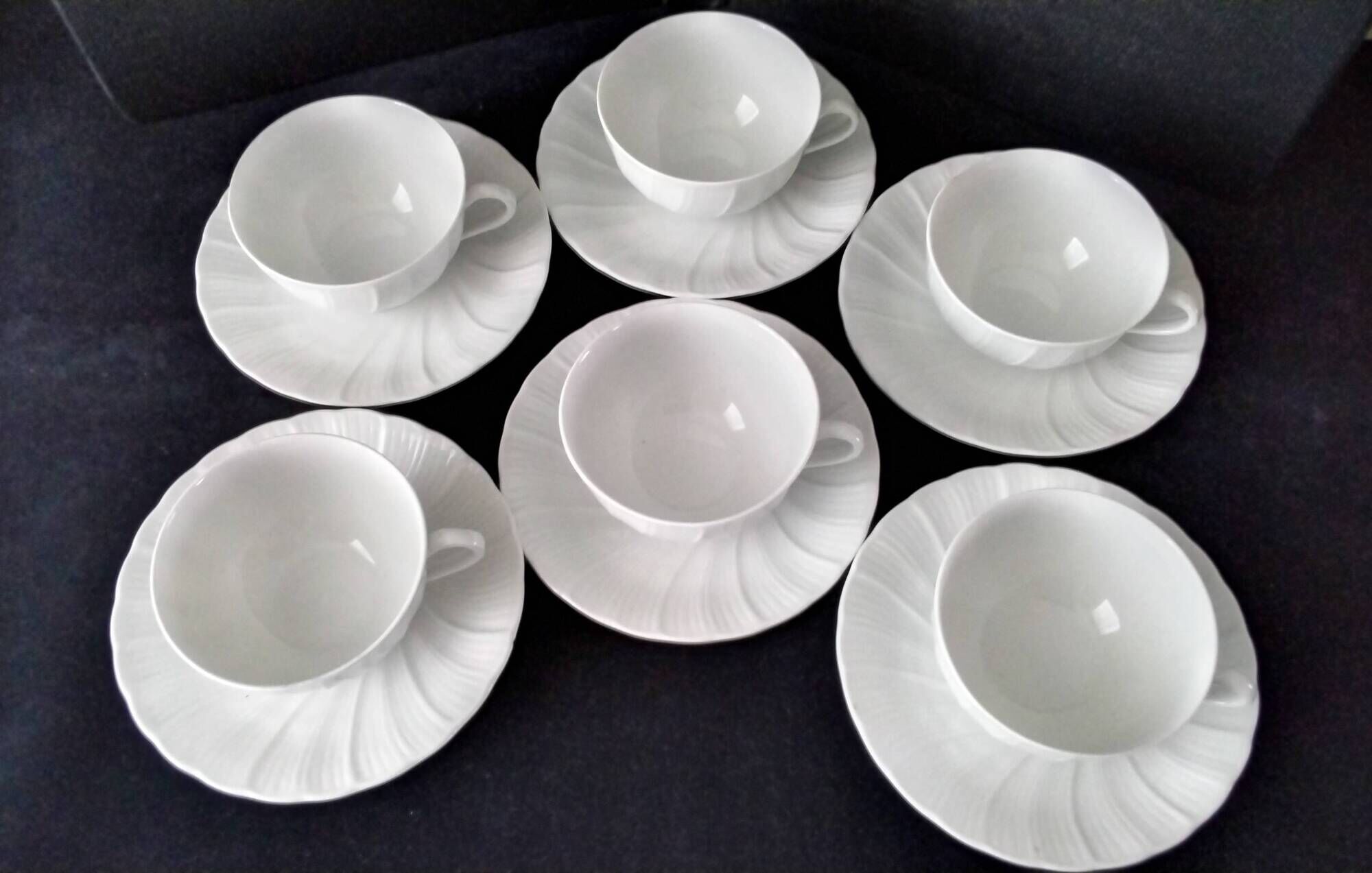 6 tea or coffee cups in Limoges porcelain by Bernardaud & Co.