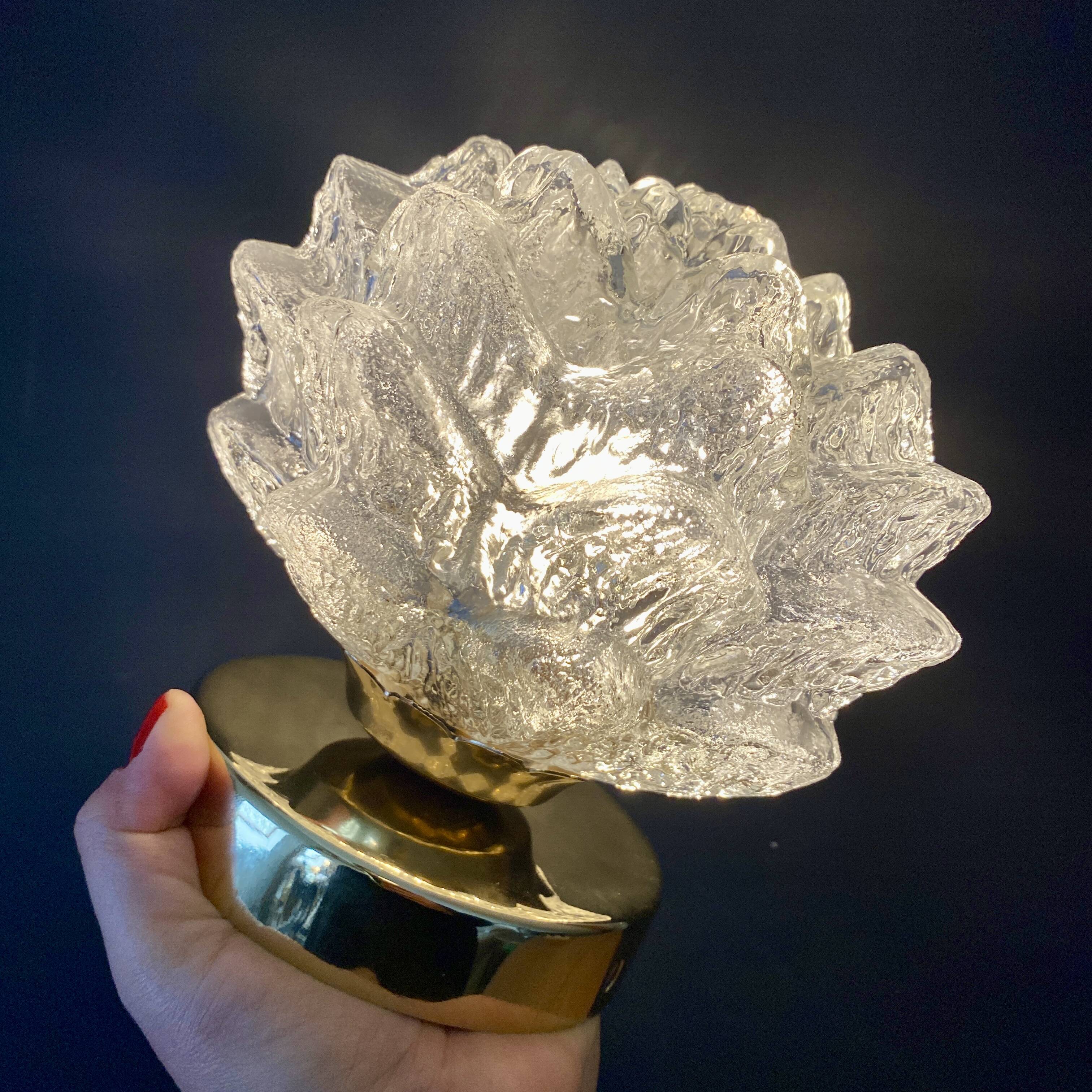 Vintage globe wall or ceiling light in molded glass in the shape of a flower