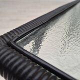 1970s, Scandinavian side table, original condition, glass, wood, metal, plastic rope.