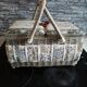 Box basket sewing 2 handles fabric 1960 1970