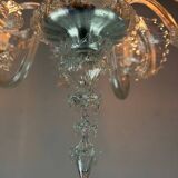 Venetian chandelier in colorless Murano glass with 6 light arms, circa 1930