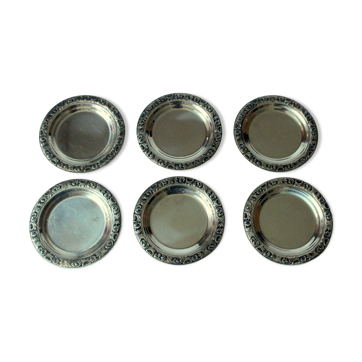 6 stainless steel coasters by WMF - marked - Vintage from the 60s