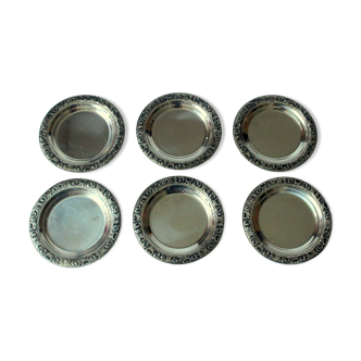6 stainless steel coasters by WMF - marked - Vintage from the 60s