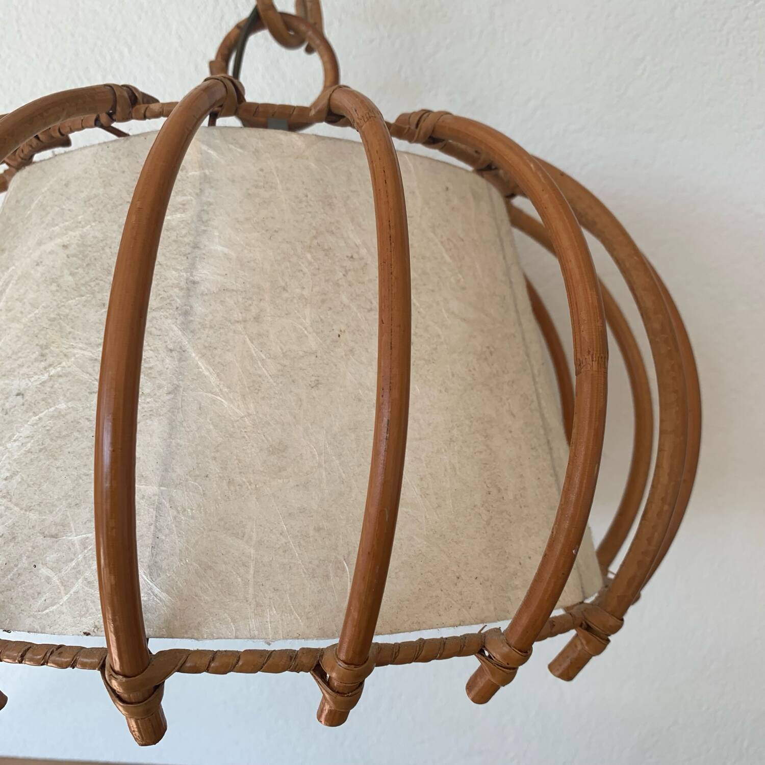 ▪️Lot Suspension And Wall Lamp Wicker Louis Sognot 50-60's Bohemian Chic Vintage