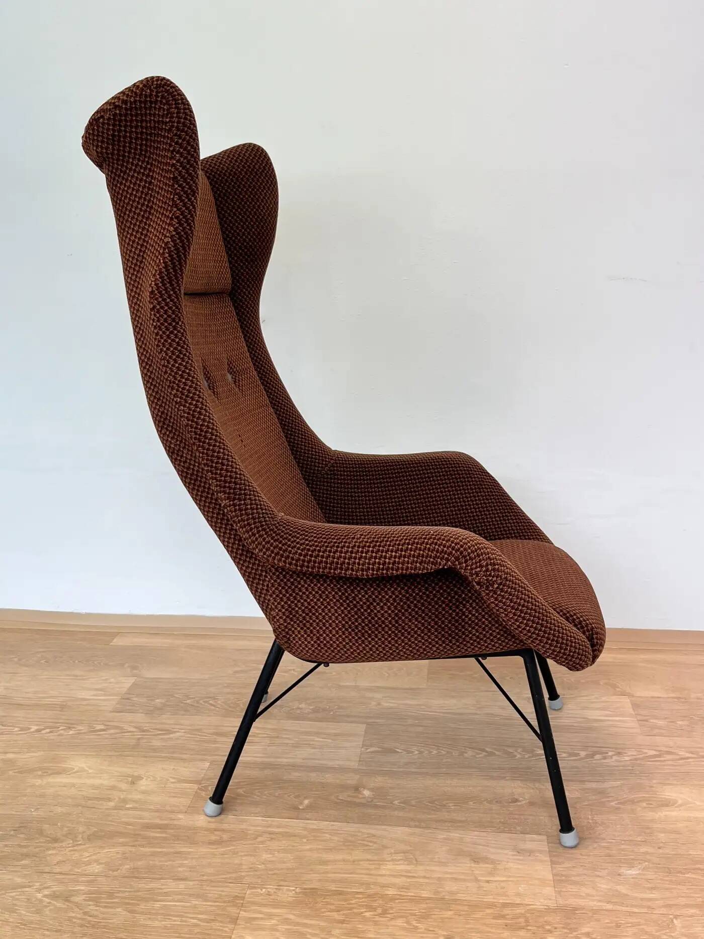 Original design fiberglass wing chair by Miroslav Navratil, 1970s