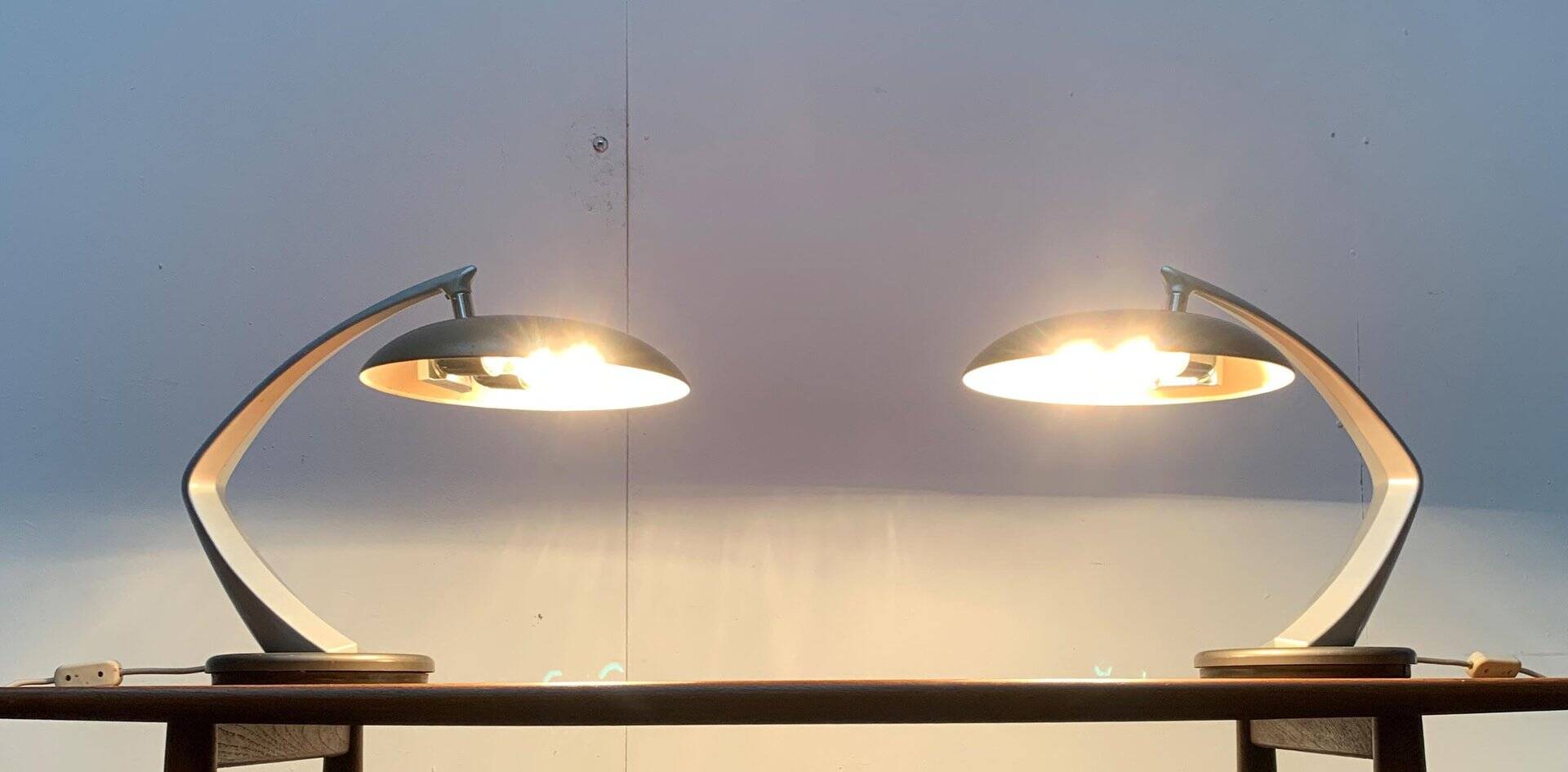 Space Age Boomerang table lamps by Luis Pérez de la Oliva for Fase, set of 2