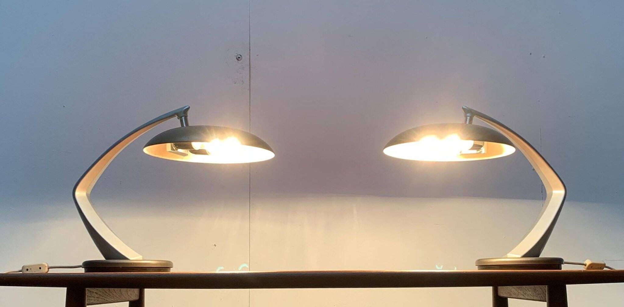 Space Age Boomerang table lamps by Luis Pérez de la Oliva for Fase, set of 2