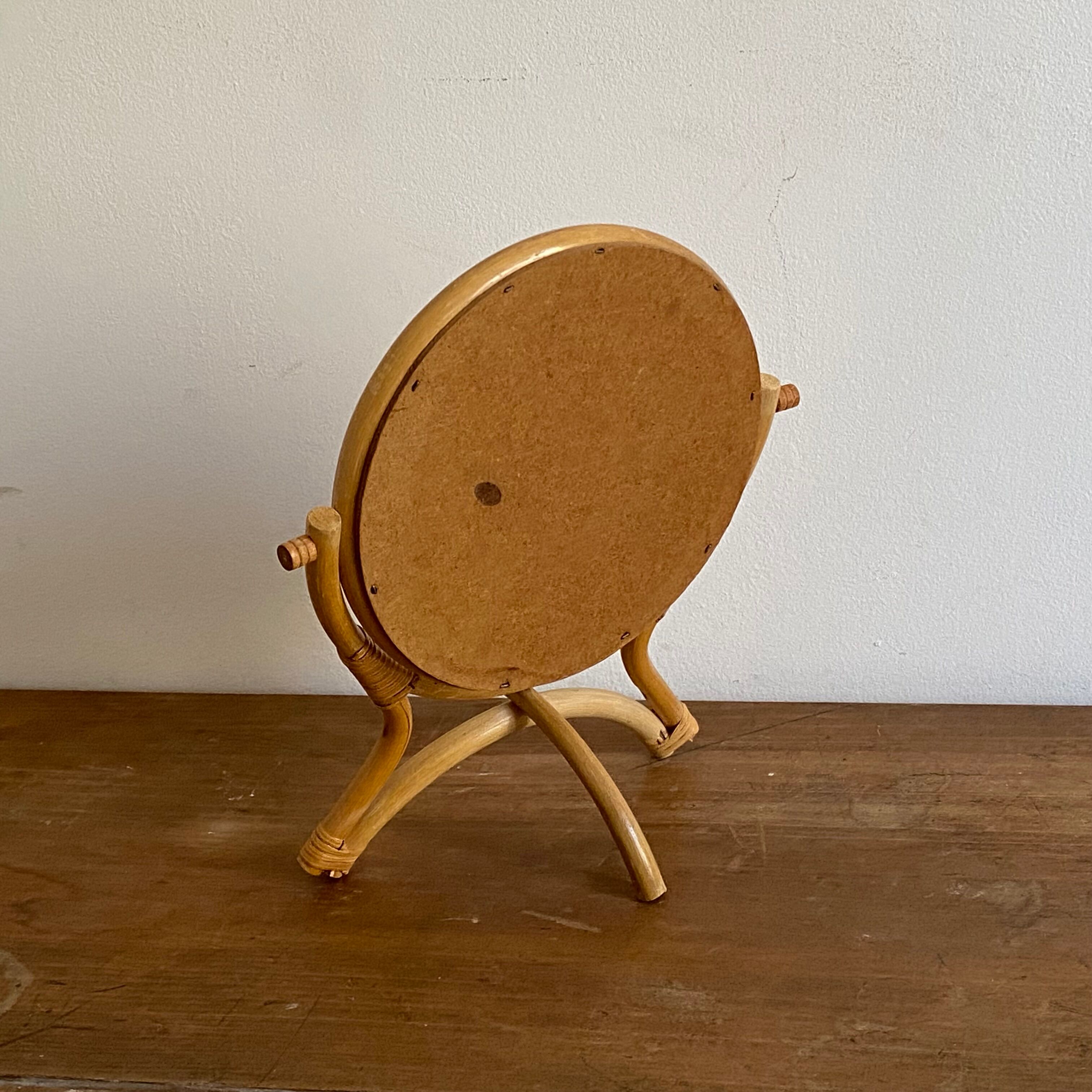 Rattan vanity mirror