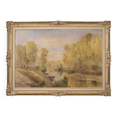Peinture de paysage signée A. Corradi, années 1950.