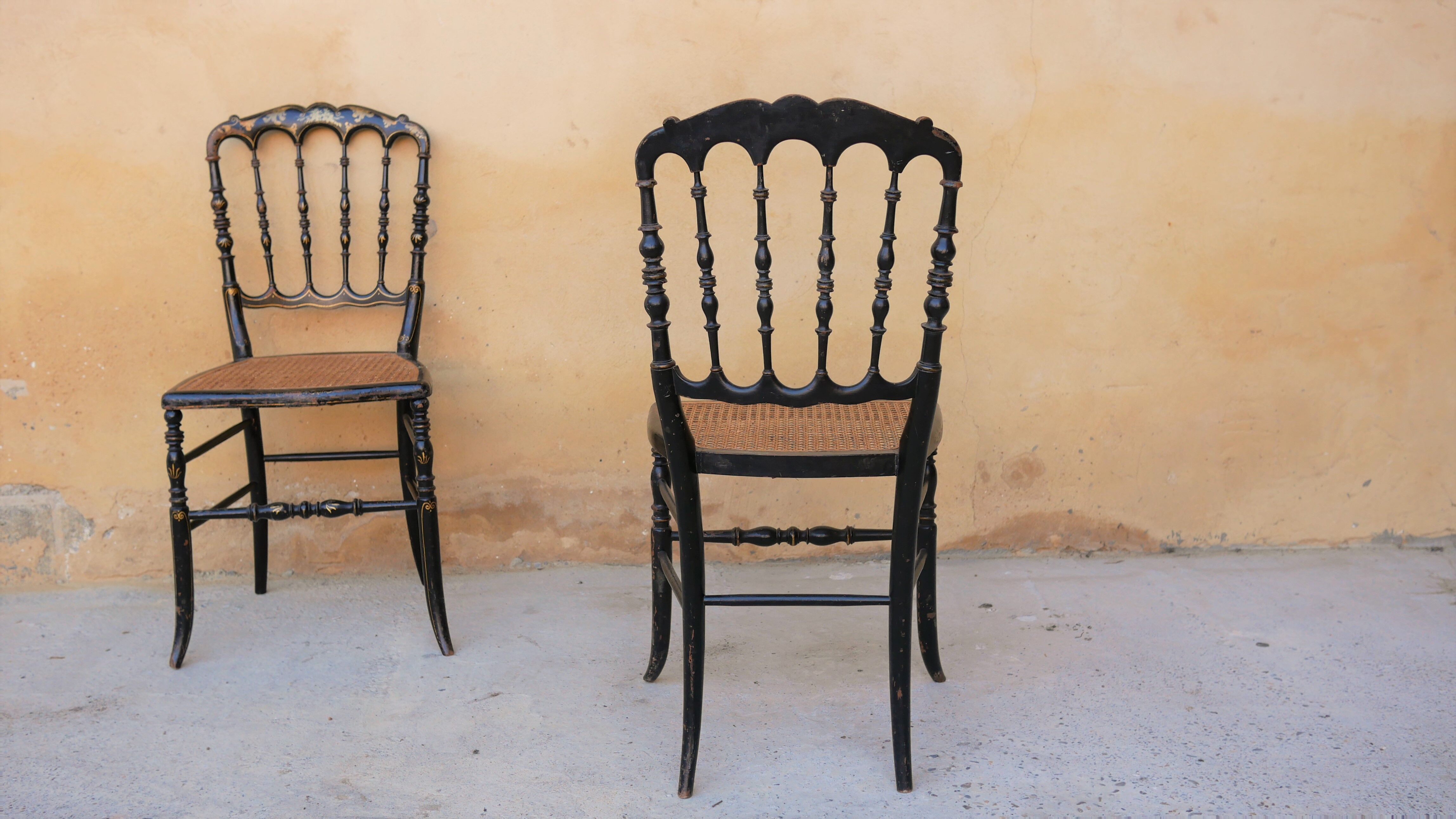 Napoleon III wooden and canning chair, 1920s