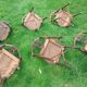 Set of 6 corner chairs in colonial style made of carved exotic wood from Bali.