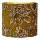 Lampshade dressed in a modern tropical-inspired pattern blending