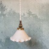 Tulip lamp in opaline and brass