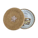 Pie dish in his wicker basket