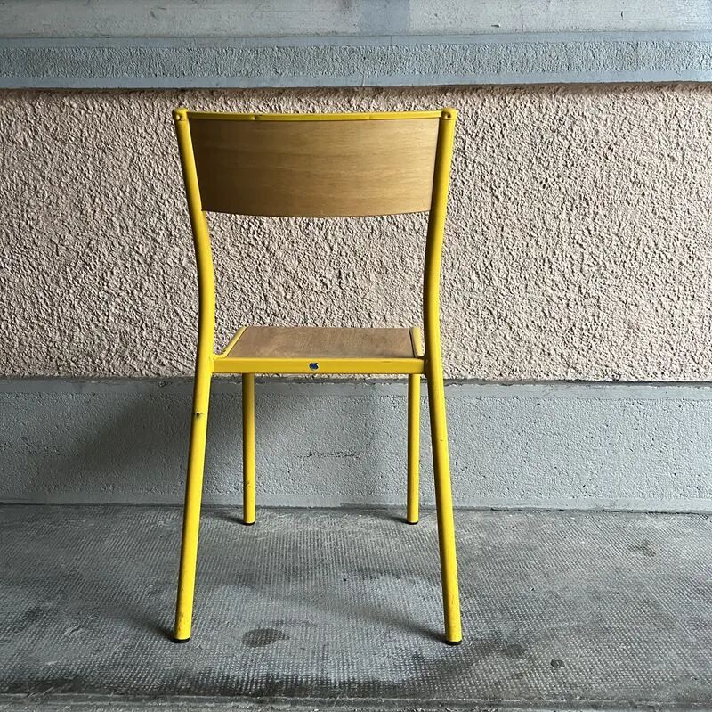 Chaise écolier vintage jaune