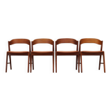 Ensemble de quatre chaises en teck, design danois, années 1970, fabrication : Korup Stolefabr