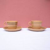 2 Sarreguemines stoneware cups and saucers