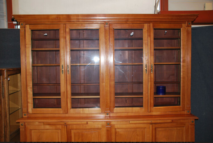 Two-body blond walnut library
