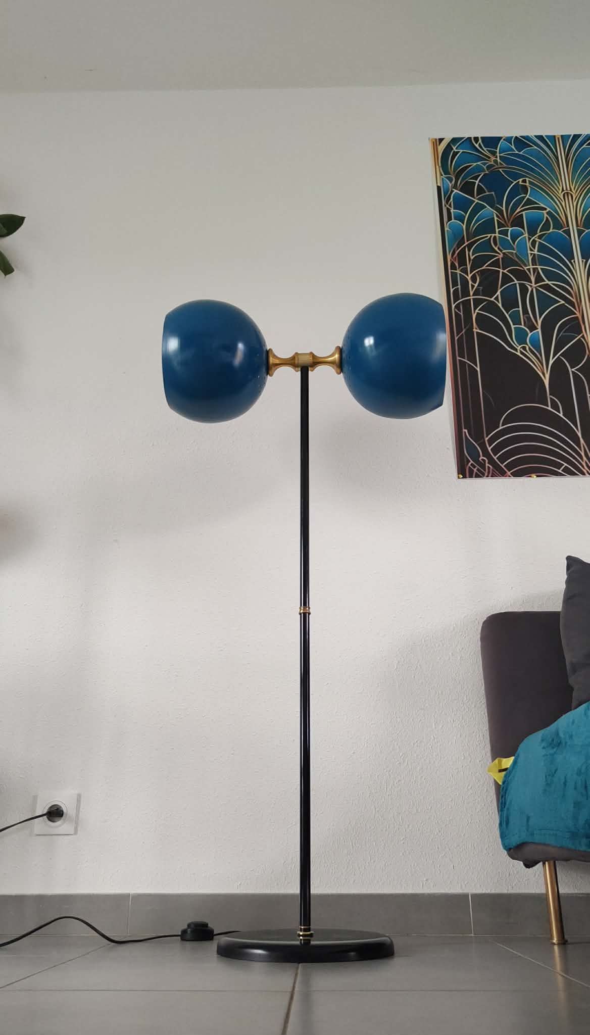 Lampadaire vintage 1980 double éclairage