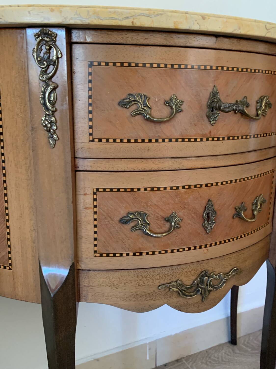 Small Louis XV style half-moon chest of drawers