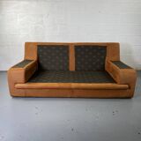 Roche-Bobois brown leather sofa