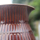 Superbe pichet vintage Digoin Sarreguemines en céramique émaillée brune