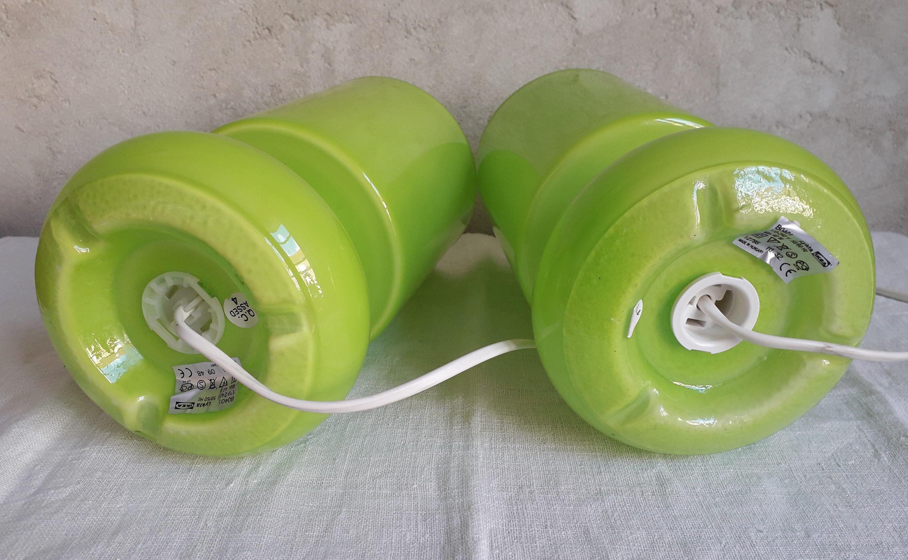 Pair of green lamps Ikea model Lykta 90s