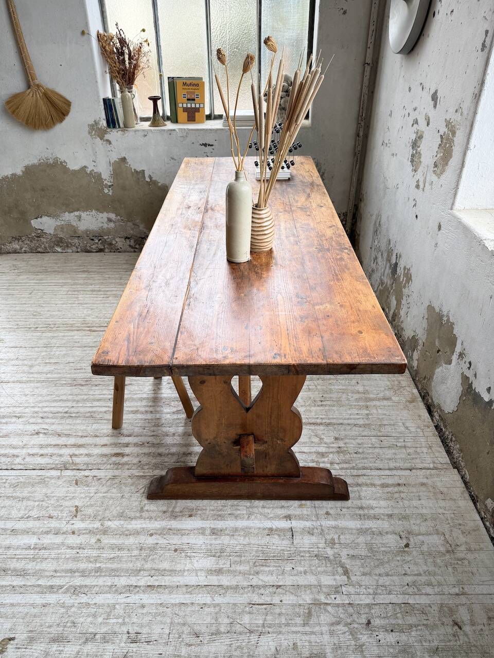 Monastery-style farmhouse table, pine, 210cm